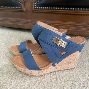 Tommy Hilfiger NWT Size 8 Blue and Gold Wedges